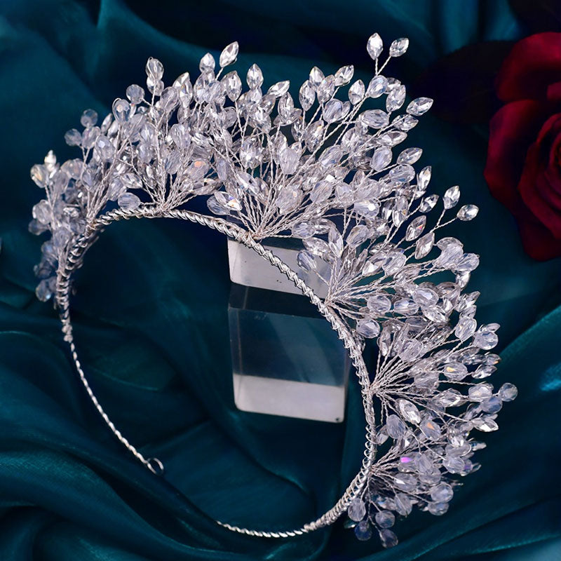 Sparkling Branch Effect Crystal Embellished Bridal Headband - Silver