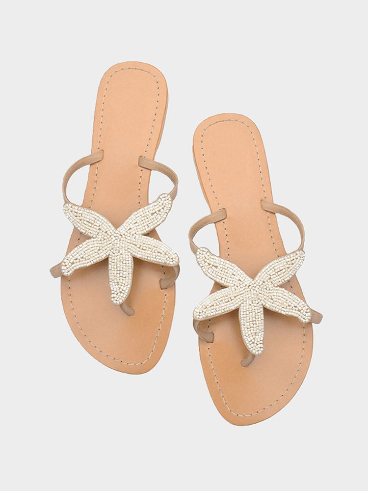 Sandalias con cuentas y estampado de estrellas de mar