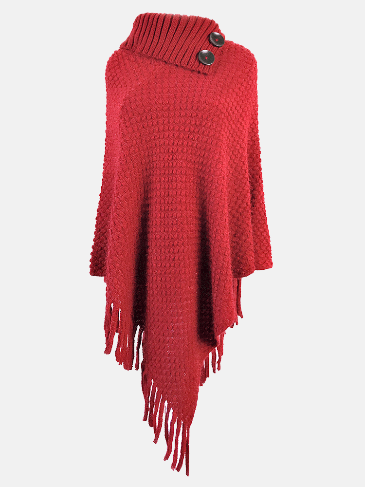 Knitted Button Tassels Hem Top