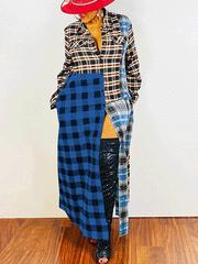 Casual Patchwork Plaid Long Shirts