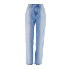 Unique Gradient High Waist Faded Straight Leg Jeans - Blue