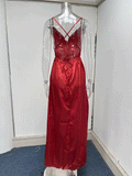 Solid Color V Neck Spaghetti Strap Slit Dress