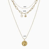 The Boho Weekend Coin Charm Pendant Layered Necklace - Gold