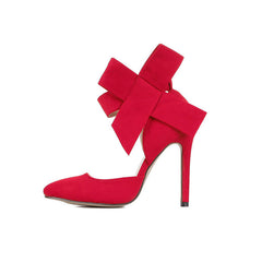 Vintage Wildleder Stiletto Heels mit spitzer Spitze und Knöchelriemen - Rot
