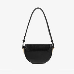 Vintage Suede Argyle Pattern Crossbody Saddle Bag - Black