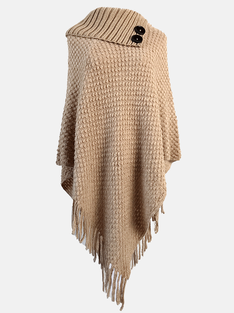 Knitted Button Tassels Hem Top